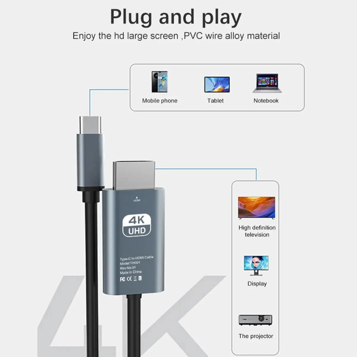 2 m USB-C to HDMI Display Cable, 4K 60 Hz