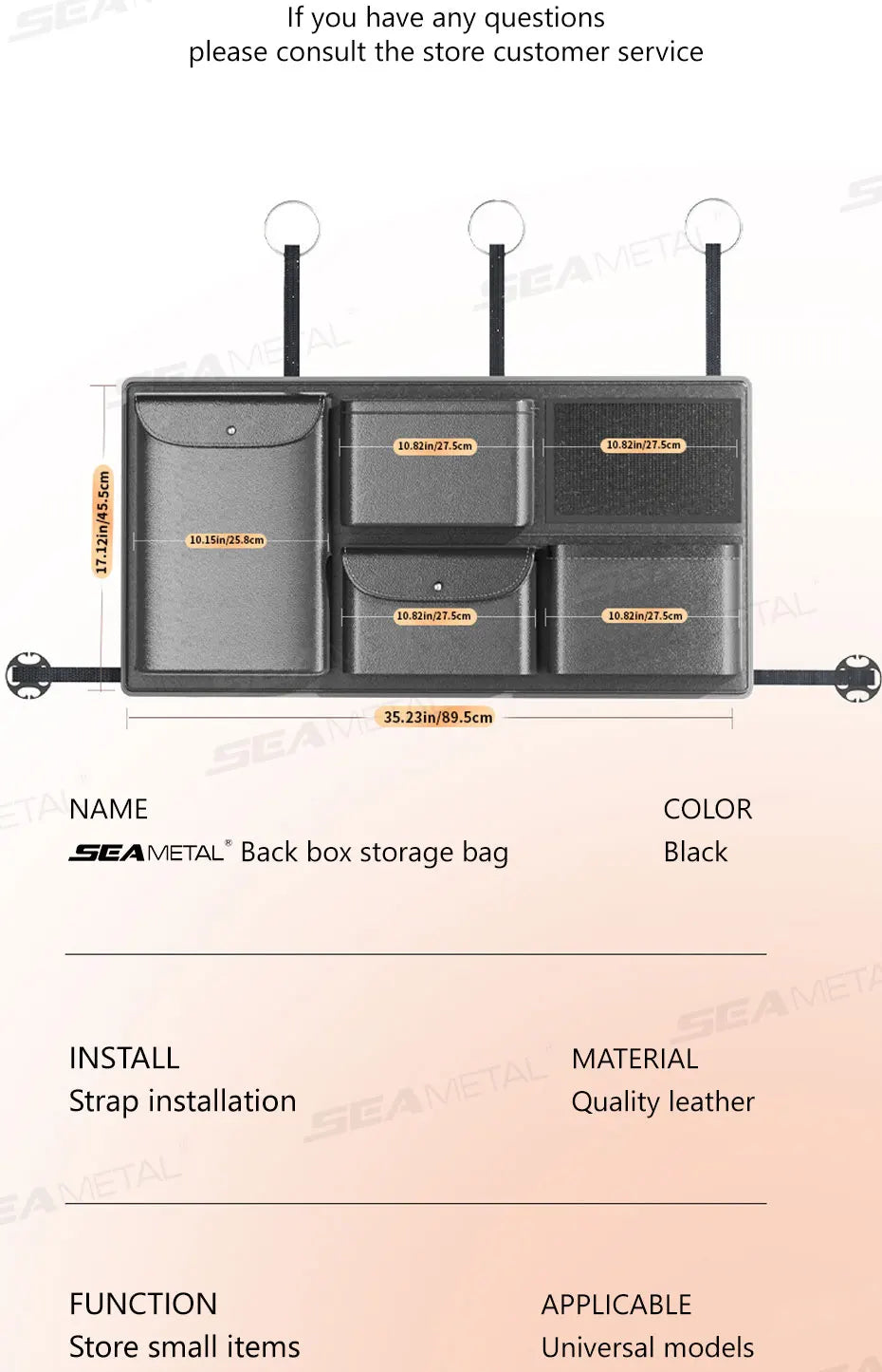 SEAMETAL Car Trunk Organizer Multi-Pocket Backseat Hanging Storage Bag Waterproof Car Storage Pocket Universal for Suv Truck Mpv