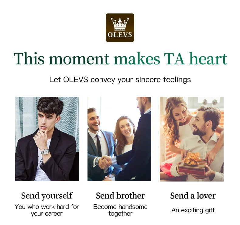 OLEVS Top Original Men Quartz Watch Green Waterproof Watch for Men Stainless Steel Quartz Men Luxury Watch Luminous Wristwatch 