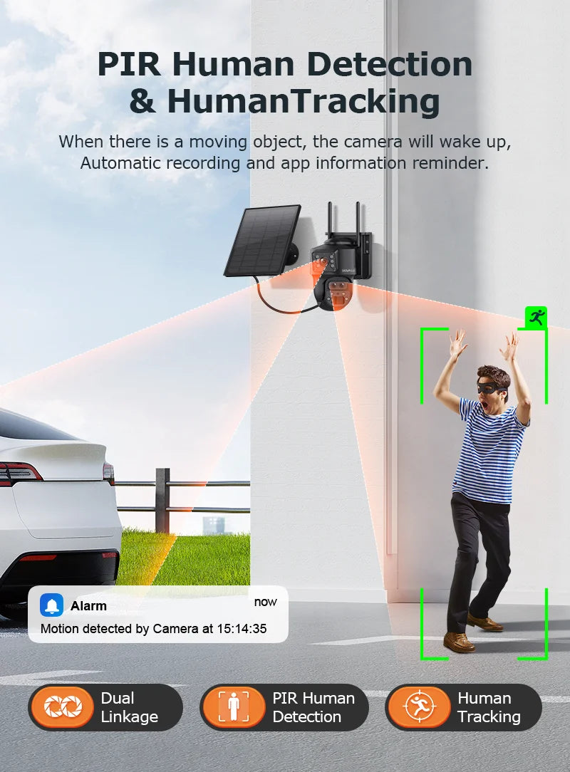 12MP 15X Zoom 4G Solar Security Camera Dual Screen Outdoor PTZ