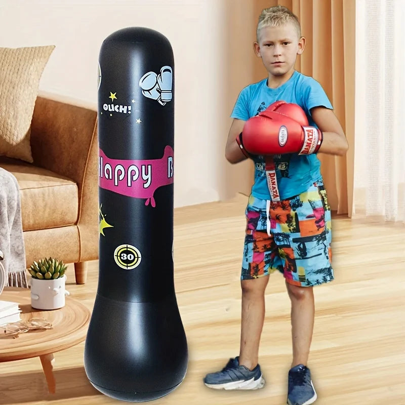 Inflatable Bopper Kids Punching Bag with Bounce-Back Action Inflatable Toys Bop Bag for Kids Presents with OPTIONAL Gloves 