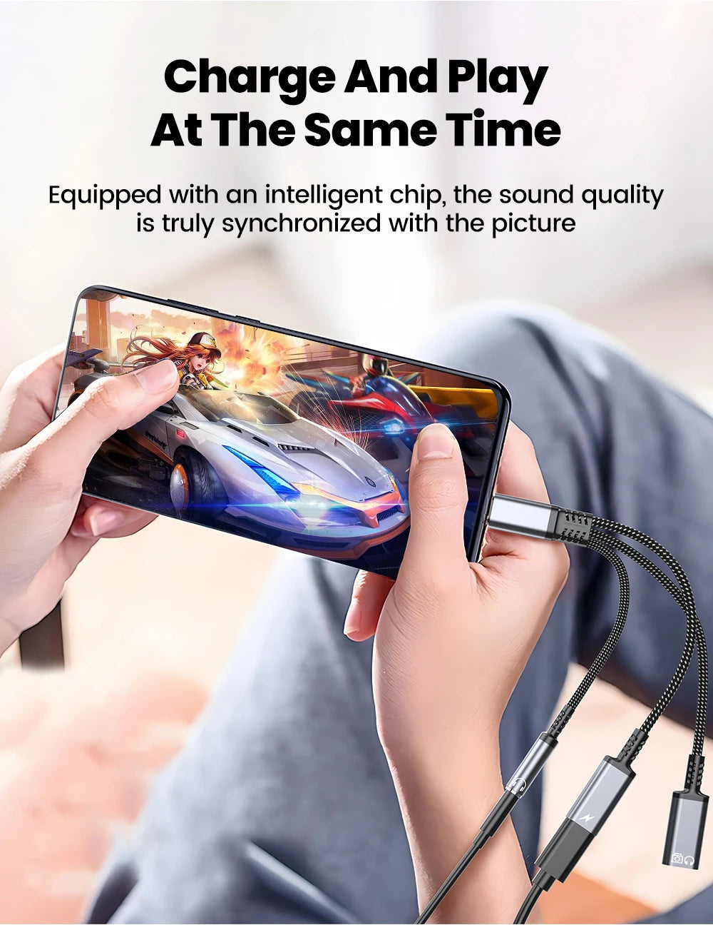 محول صوت وشحن USB-C ثلاثة في واحد