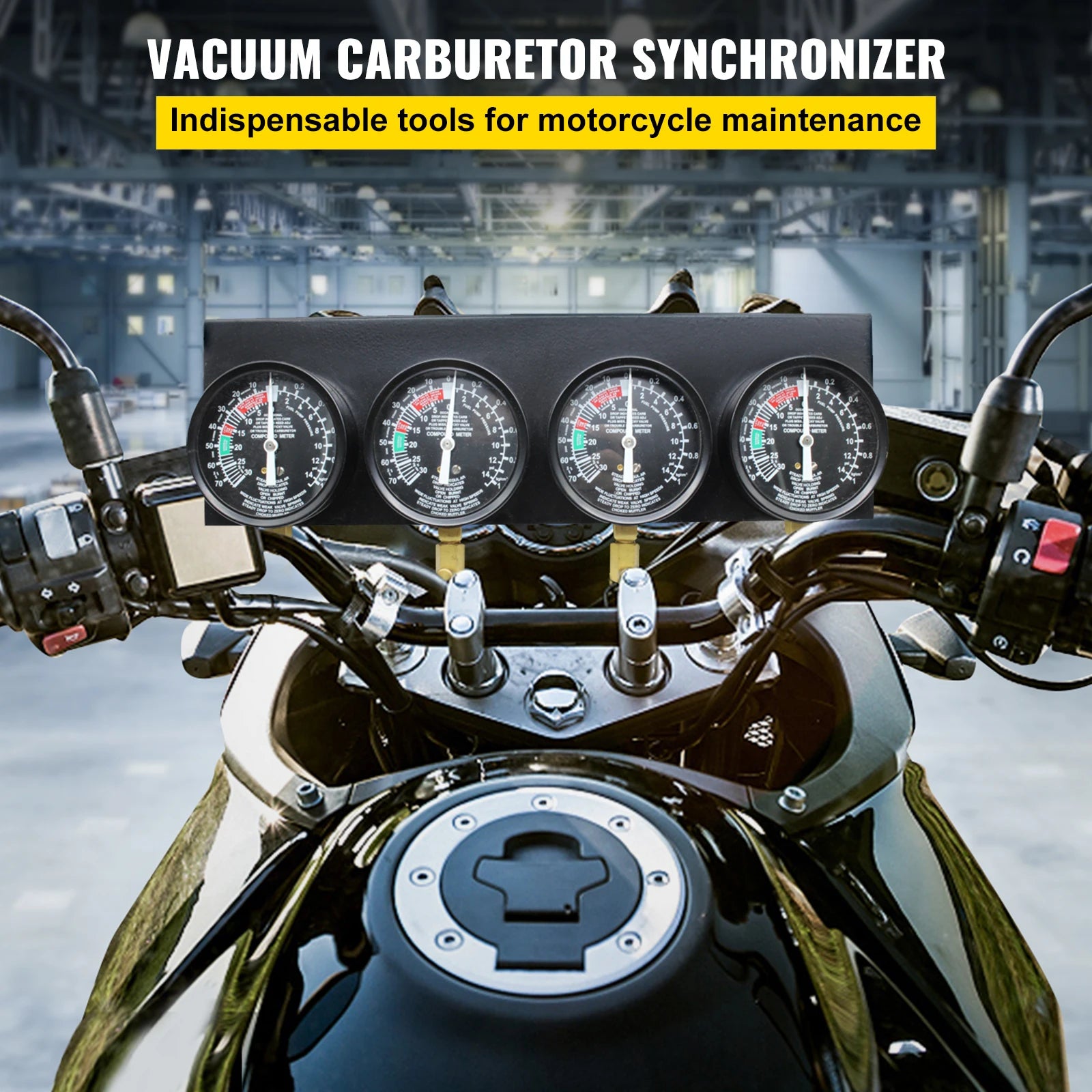 4-Gauge Carburetor Synchronizer Tool Kit with Hoses & Adapters