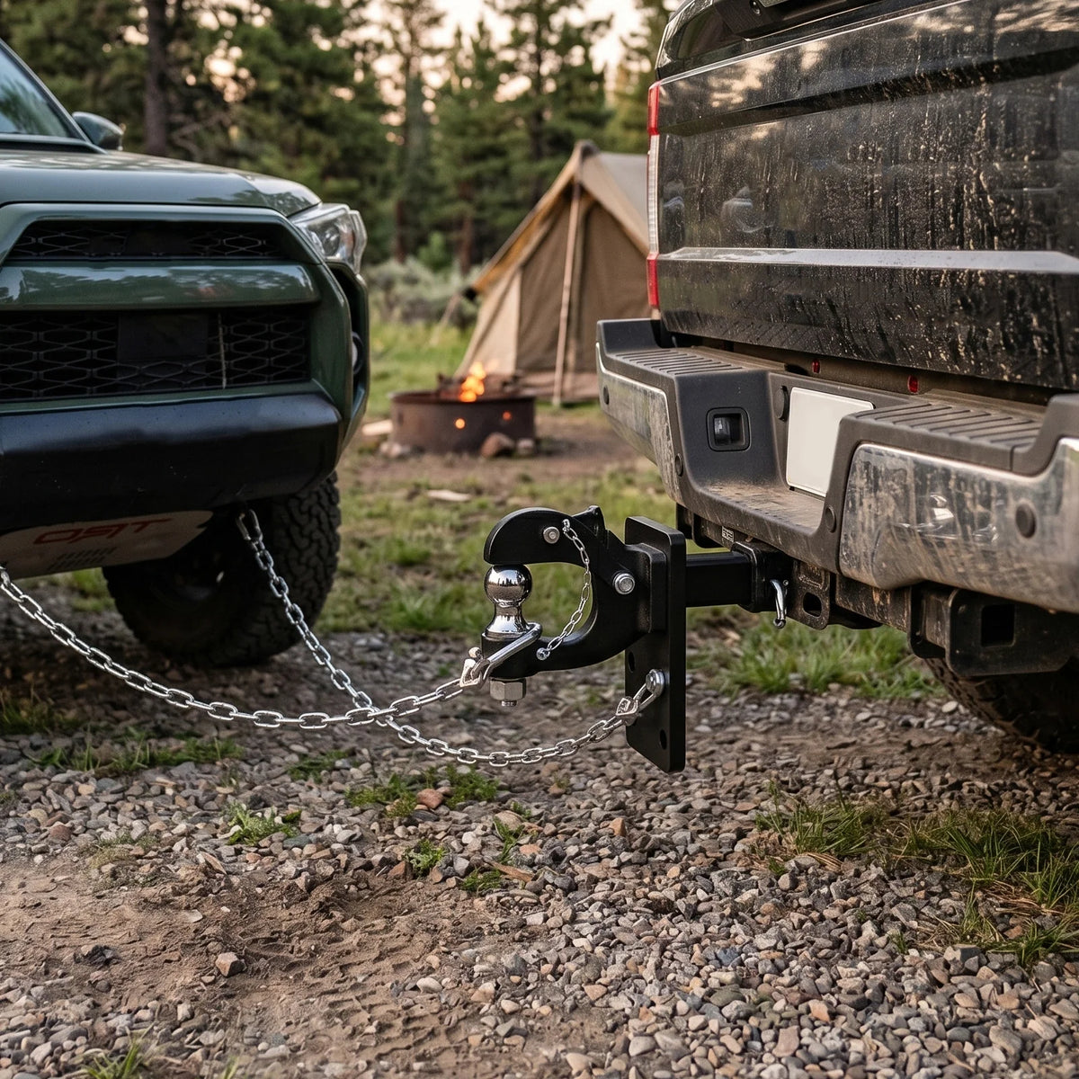 Tow Bar Slot for 2" Hitch Receiver 4400lbs, Adjustable Mount Bracket 3 Heights, 50x50mm Rod for Trailer Towing Accessories