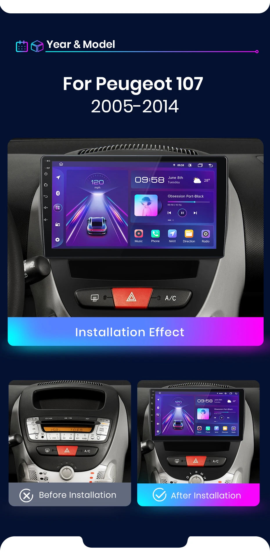 Junsun V1 Plus Car Radio with Wireless CarPlay & Android Auto