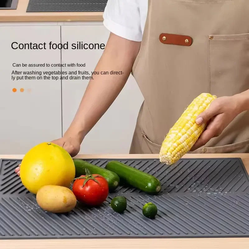 1PC Silicone Drain Pad Drying Mat Pots Dish Drain Mat For Kitchen Tableware Non-slip Mats Anti-scald Coaster Kitchen Utensils 