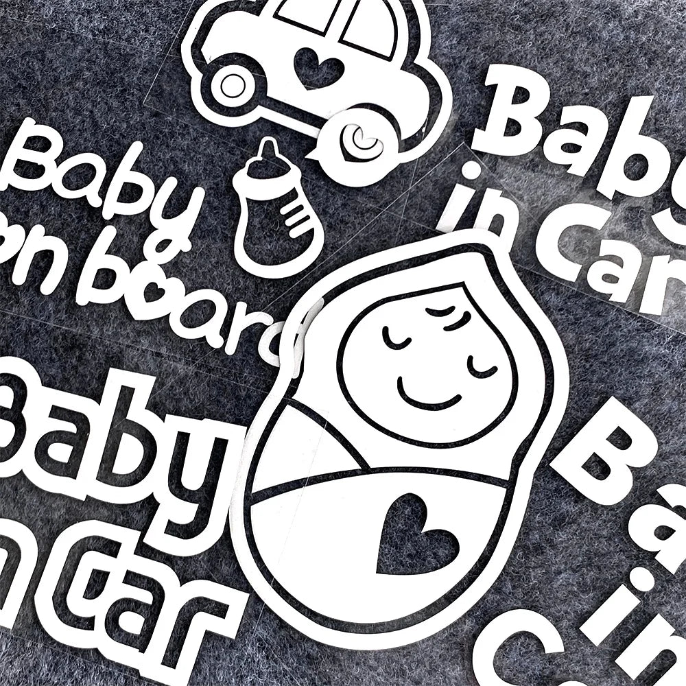 Αυτοκόλλητο Baby in Car με αντανακλαστικό ή ουράνιο τόξο – Σχέδια επιλογών