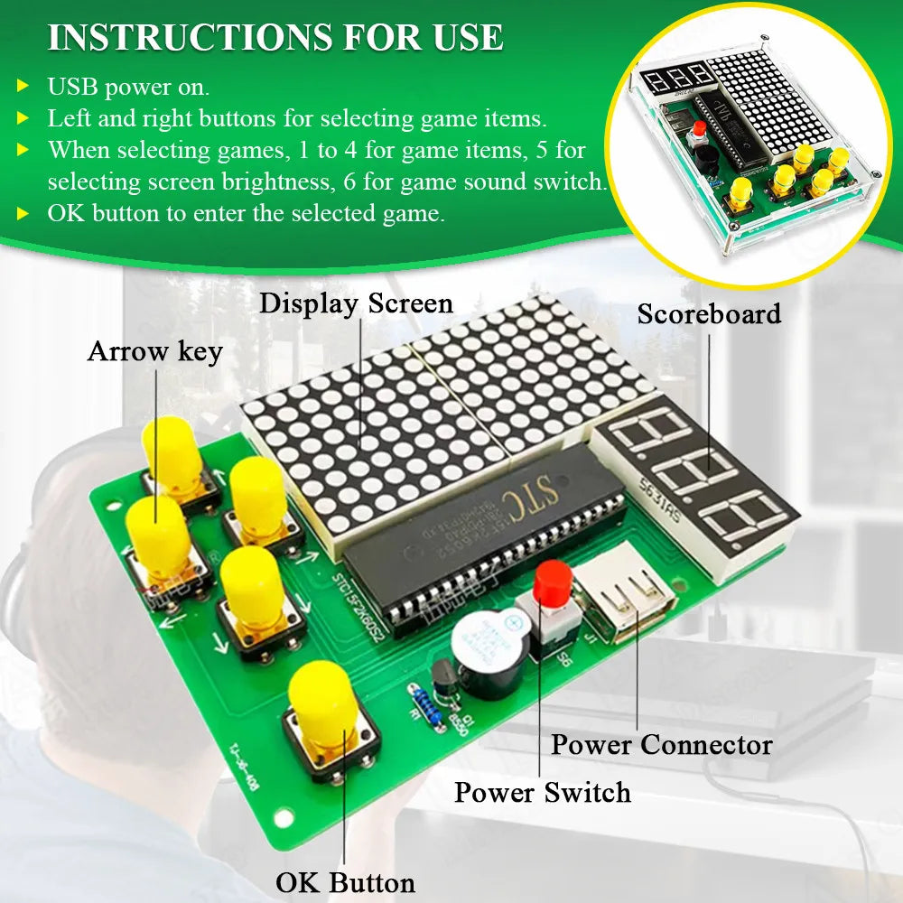 Kit de soldadura de juego de píxeles DIY con carcasa
