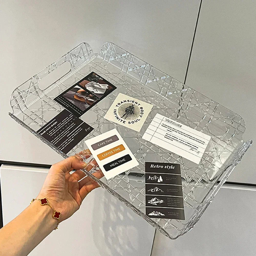 Clear Rectangular Serving Tray with Handles