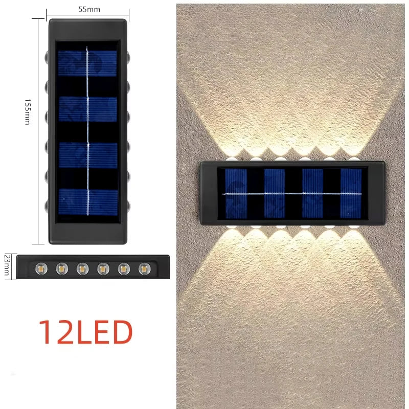 Options d’applique murale solaire à LED à éclairage vers le haut et vers le bas