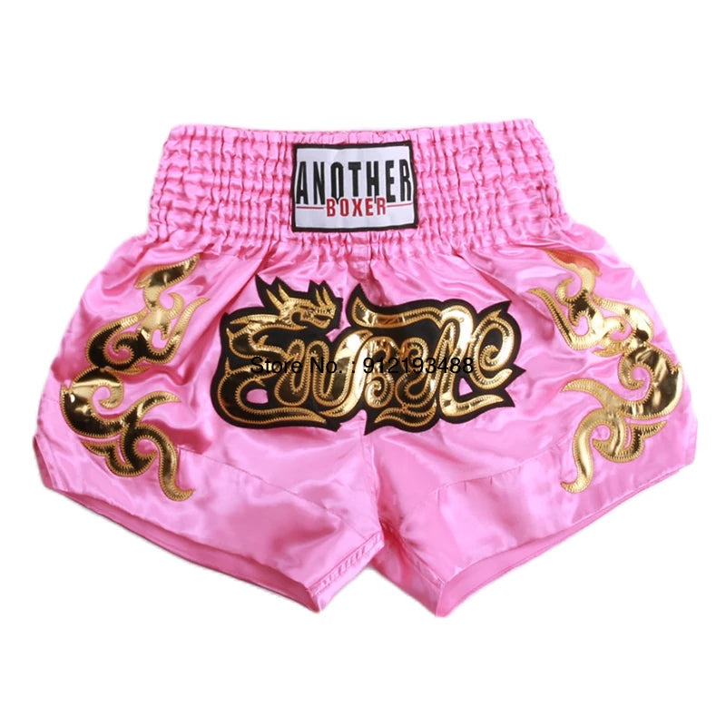 Muay Thai Shorts 2024 New Boxing Shorts Women Men Child Embroidery Kickboxing Training Pants Sanda Martial Arts Fight Equipment 