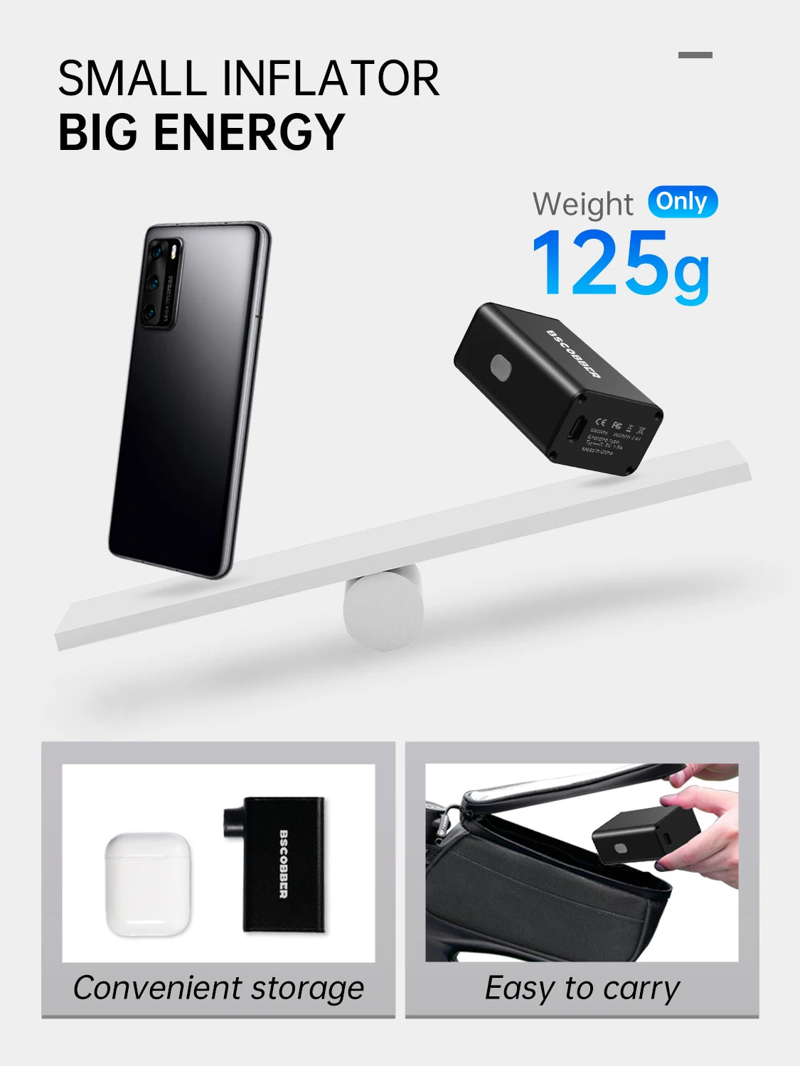 Portabel elektrisk cykelpump 100 PSI mini luftkompressor