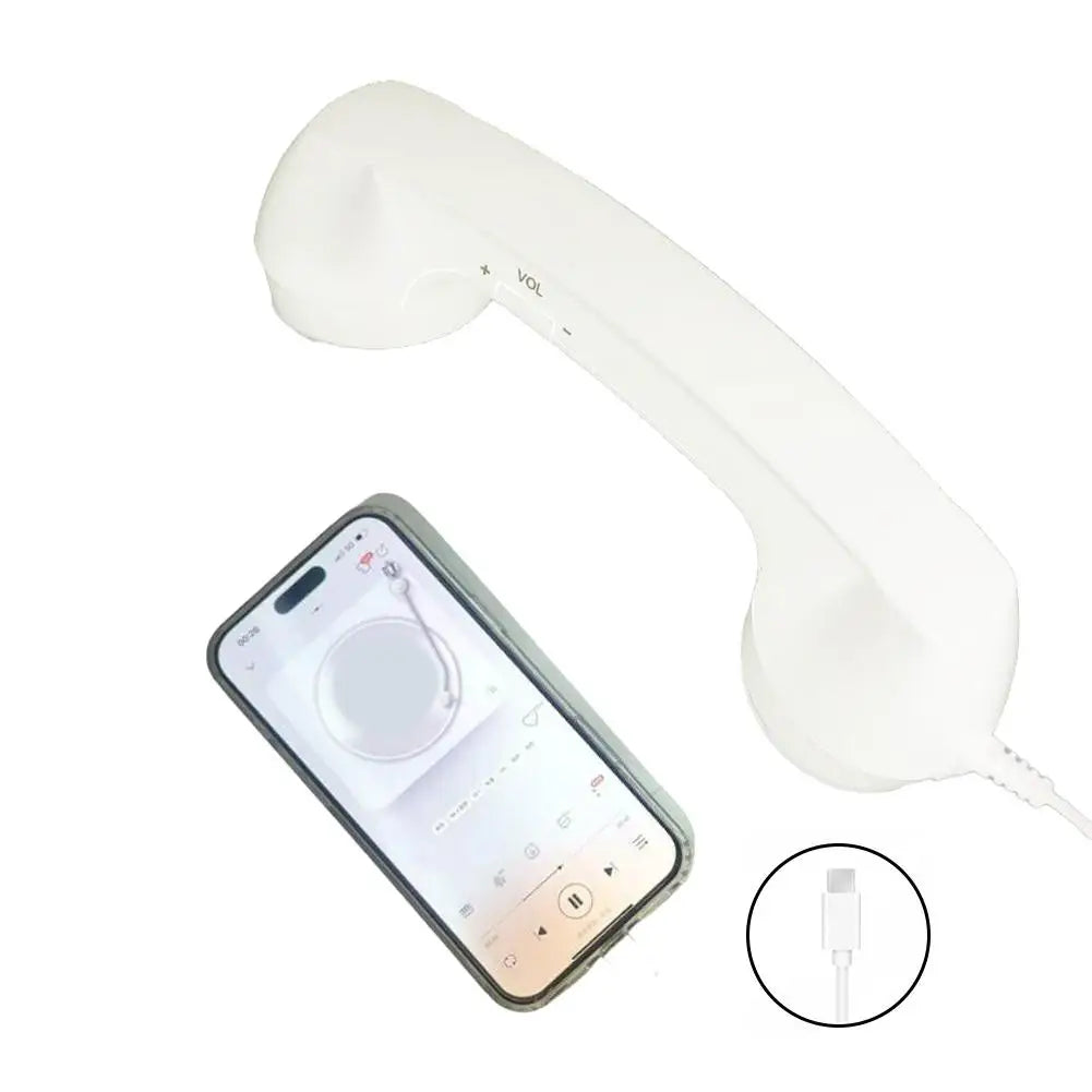 Retro słuchawka telefoniczna na kablu, USB-C lub 3,5 mm