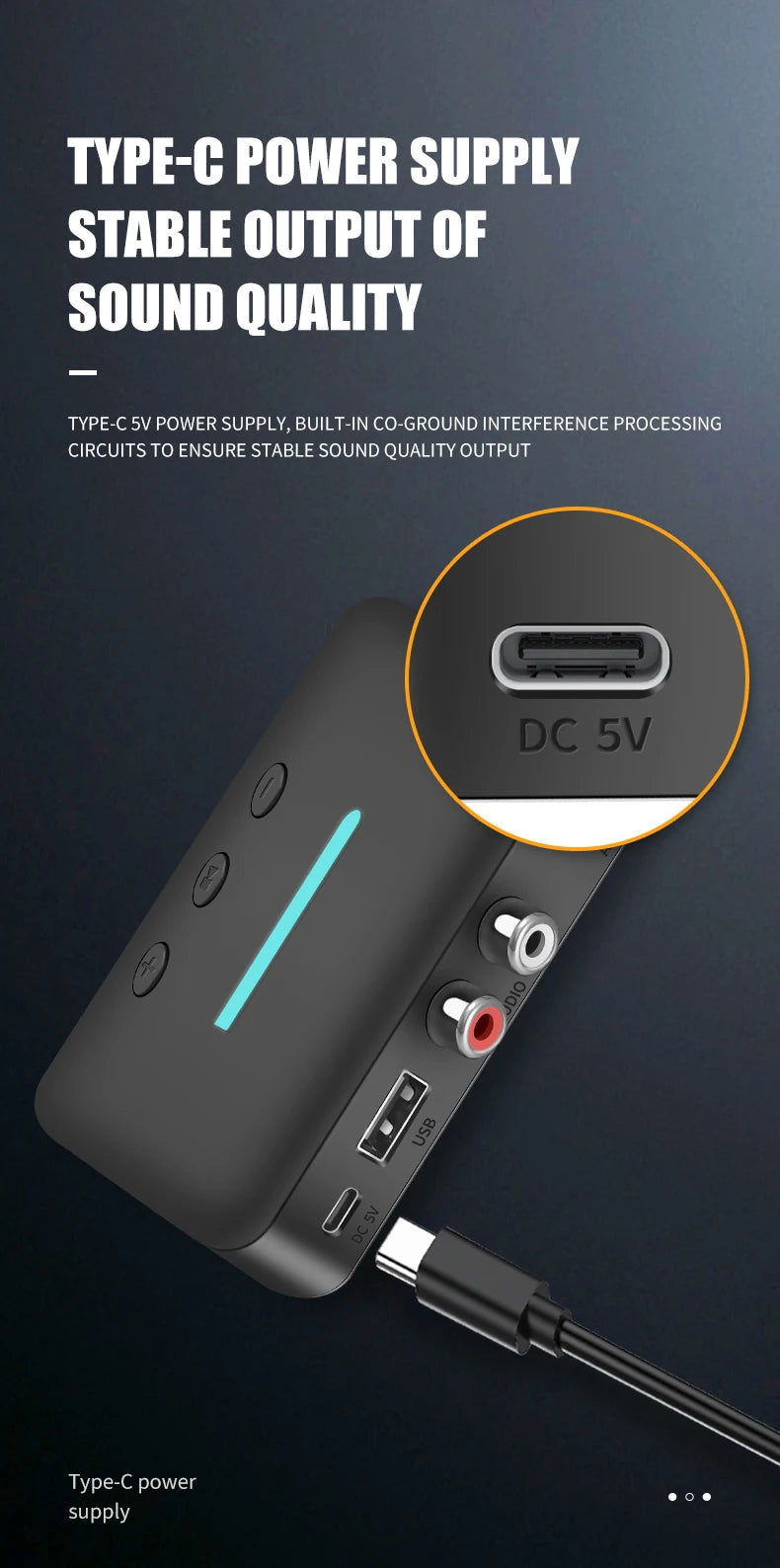 T88 Bluetooth Audio Receiver with AUX and RCA