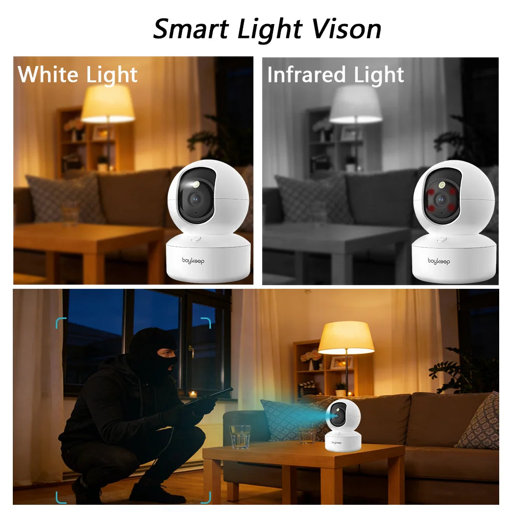 Έξυπνη Εσωτερική Κάμερα Ασφαλείας 2K WiFi 360° PTZ με Νυχτερινή Όραση