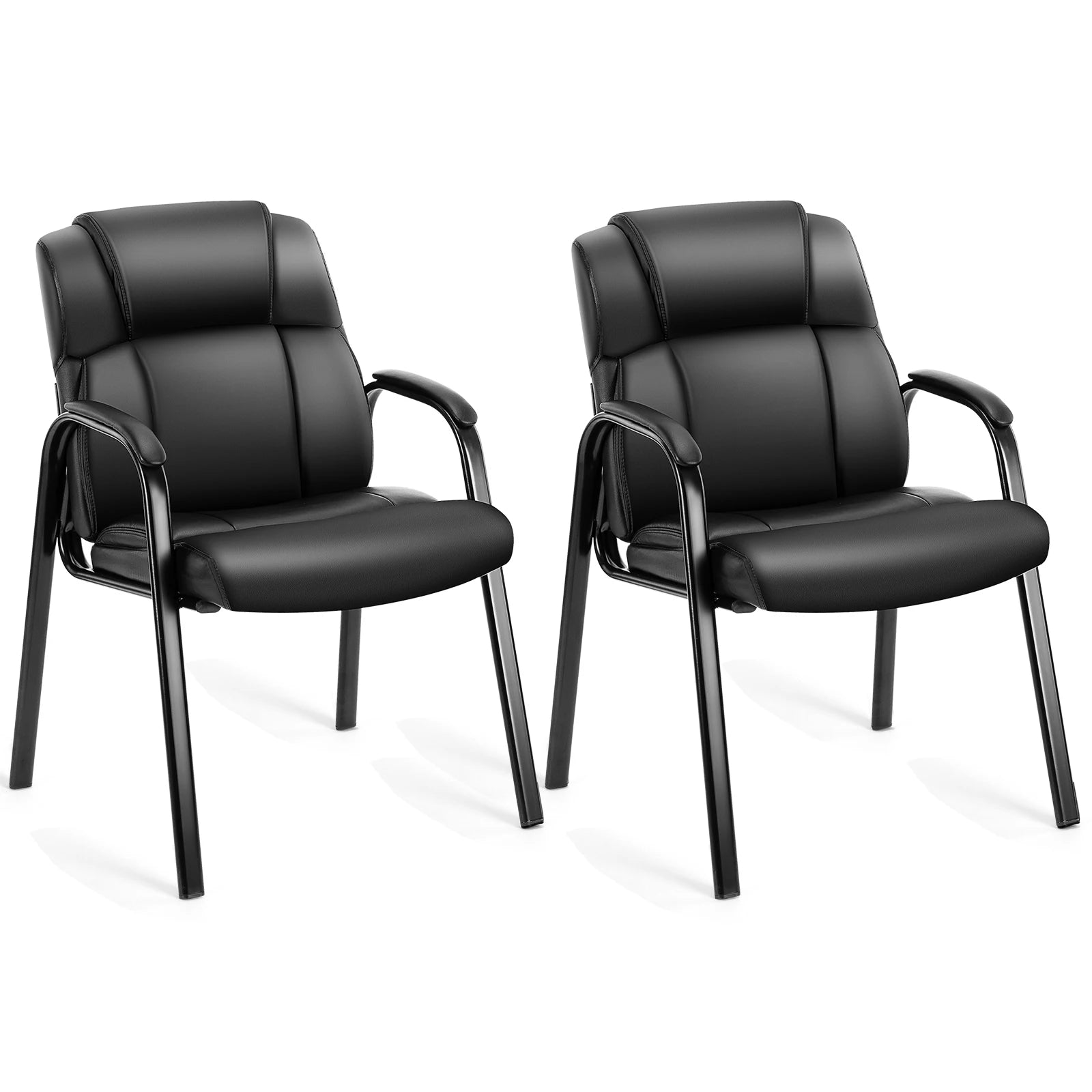 PU Leather Padded Office Guest Chair with Armrests and Metal Frame