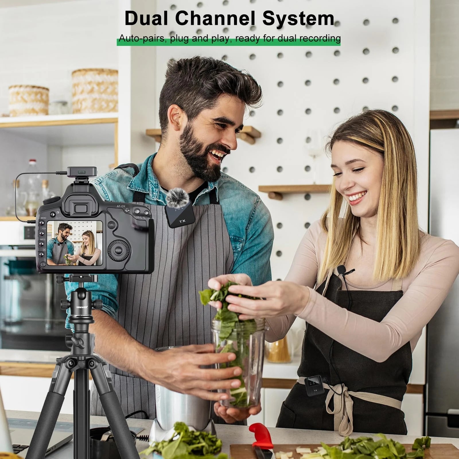 3in1 Wireless Lavalier Microphone for Camera,iPhone,Android,Microphone for Video Recording Recording Podcast Noise Reduction mic 