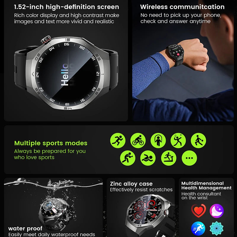 2025New For Android and ios Smart Watch Men AMOLED Screen GPS Motion trajectory Heart Rate Bluetooth Calls SmartWatch Waterproof 