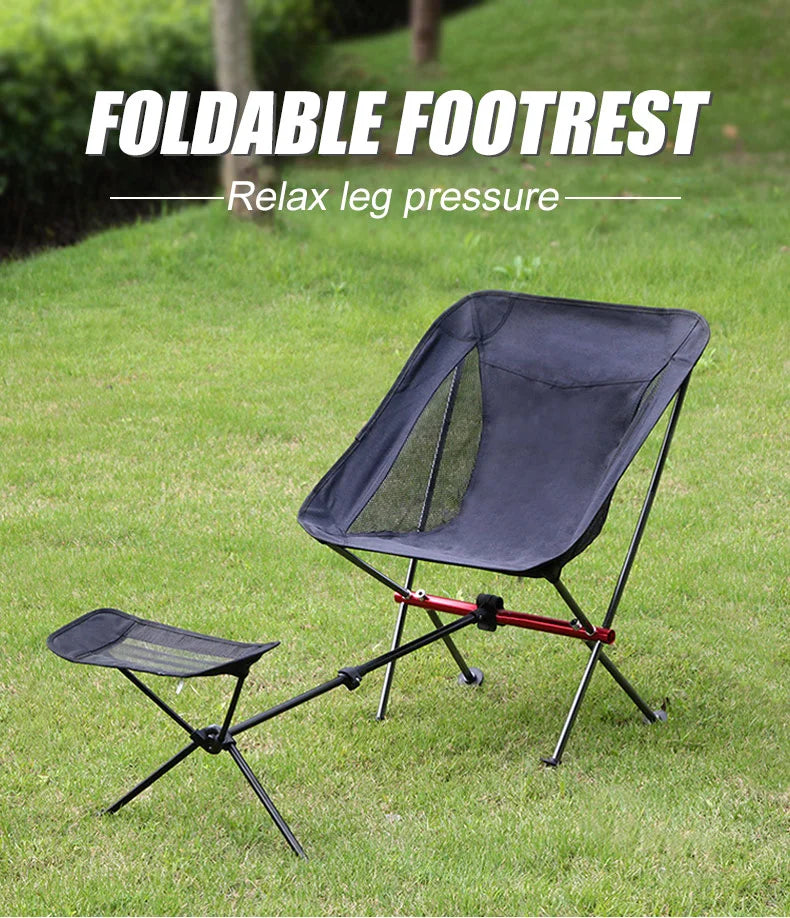 Adjustable Camping Chair Foot Rest Stool with 40–70cm Support