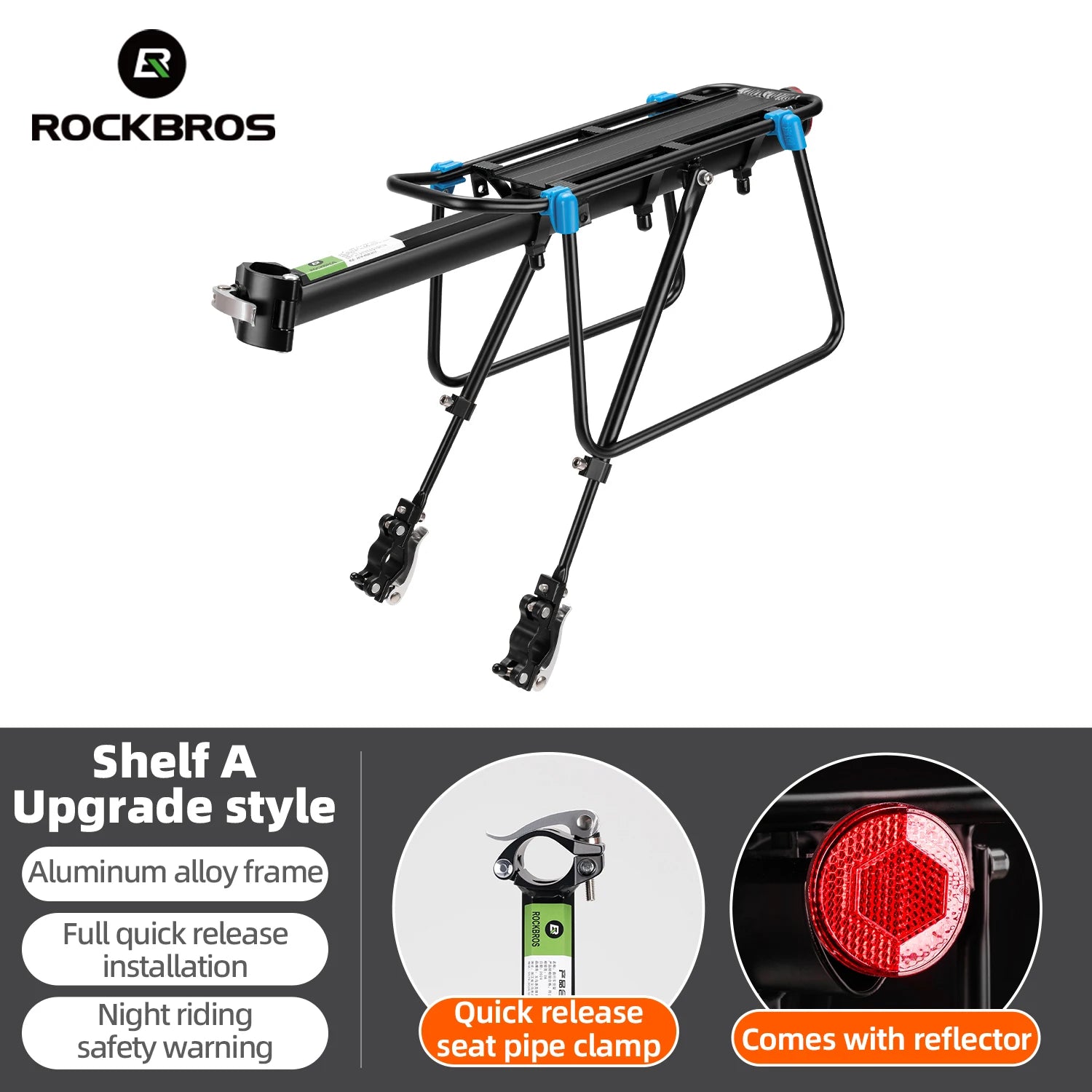 Aluminum Alloy Bike Rear Rack 25kg Detachable Cargo Carrier