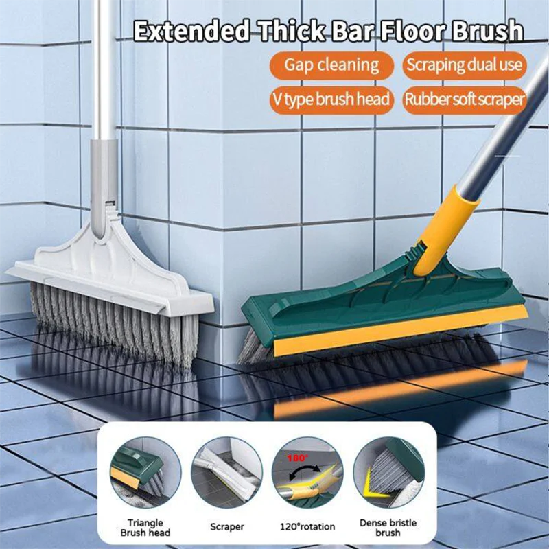 3 In 1 Cleaning Brush Cleaner Brush For Cleaning Bathroom Brush With Long Handle Rotating Floor Brush Crevice Brush 