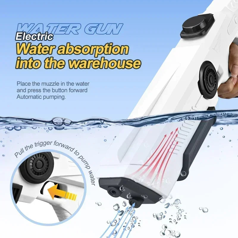 Electric Automatic Water Storage Gun Toys Portable Children Summer Beach Outdoor Fight Fantasy Spray Gun Toys Boy Kid Adult Game 