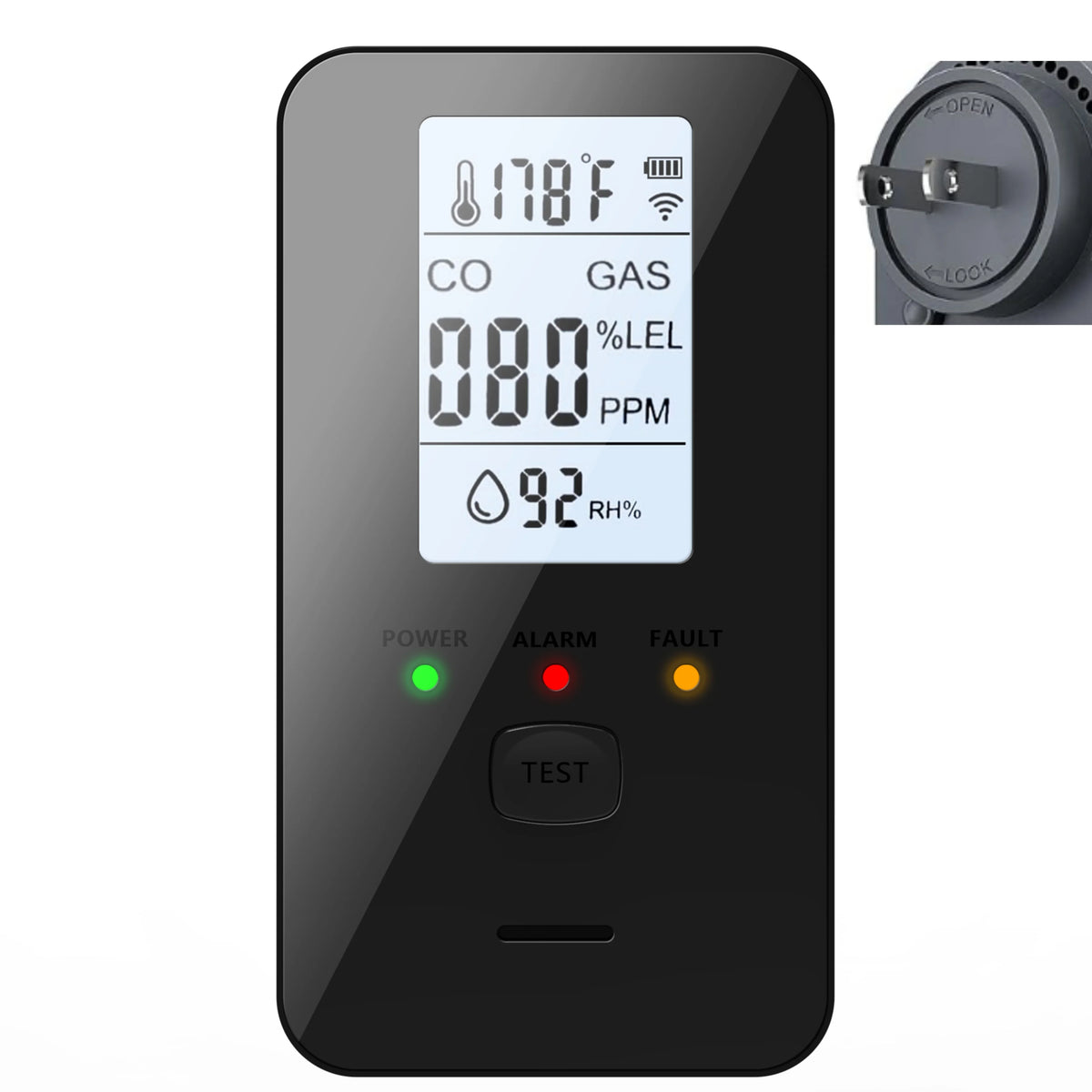 Detector de scurgeri de gaz natural și detectoare de monoxid de carbon, cu detector de gaz natural, propan, CO și scurgeri de gaz, detector de temperatură