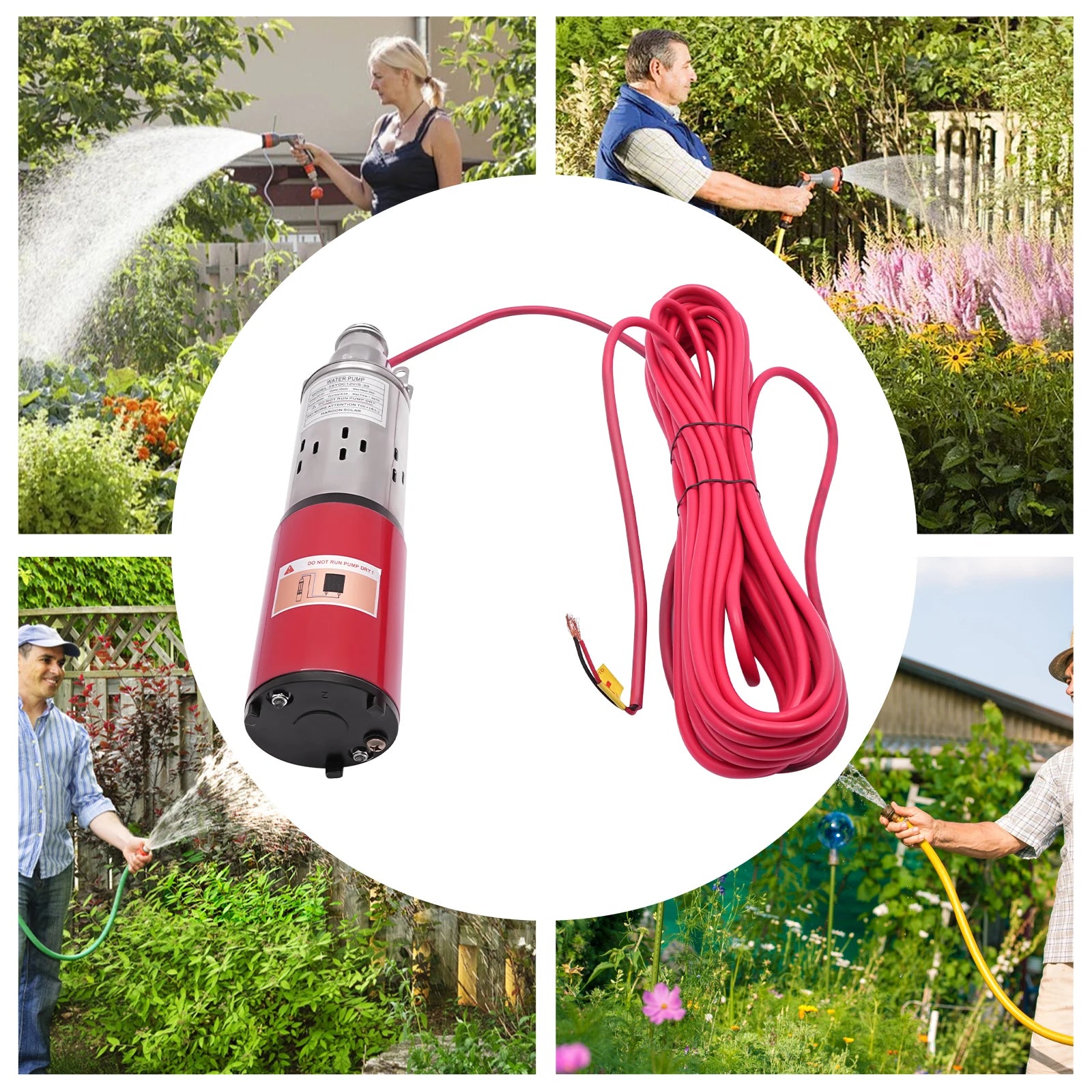 12V 180W Submersible Deep Well Pump for Irrigation 396GPH