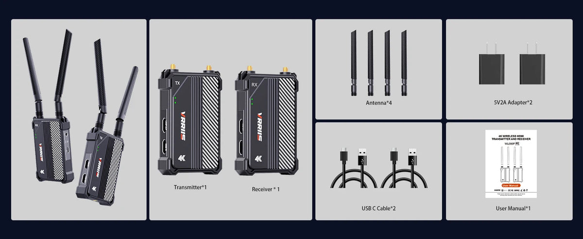 4K Wireless HDMI Transmitter and Receiver 5G Dual Band 350m Extender Kit