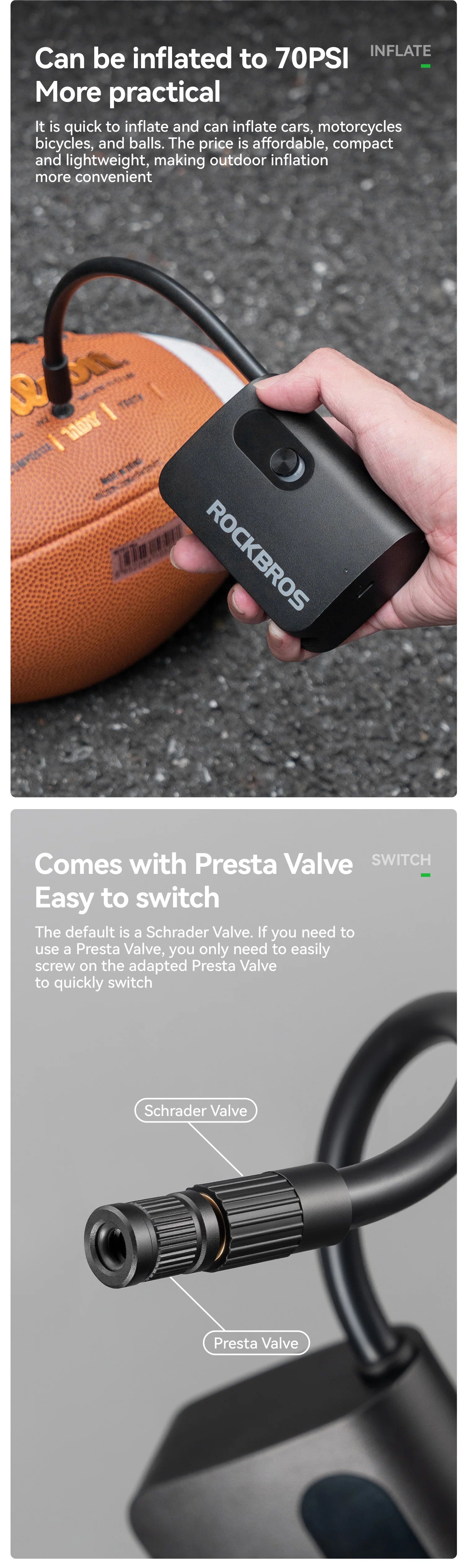 Prijenosna bežična električna pumpa za gume 2000mAh mini inflator