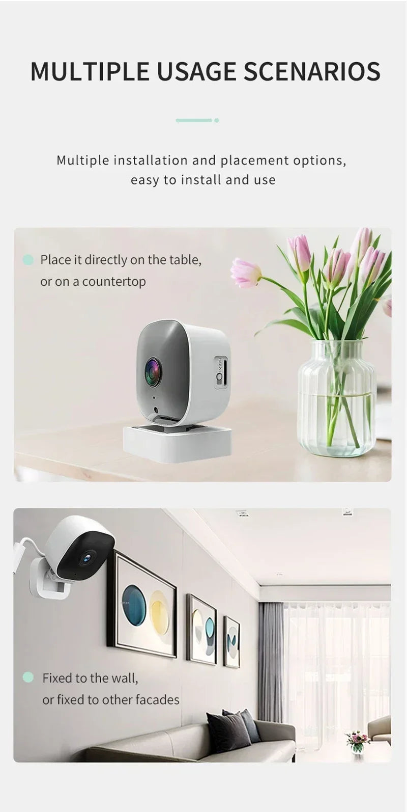 Caméra fenêtre WiFi 2,4 GHz 1080P 3MP surveillance intérieure