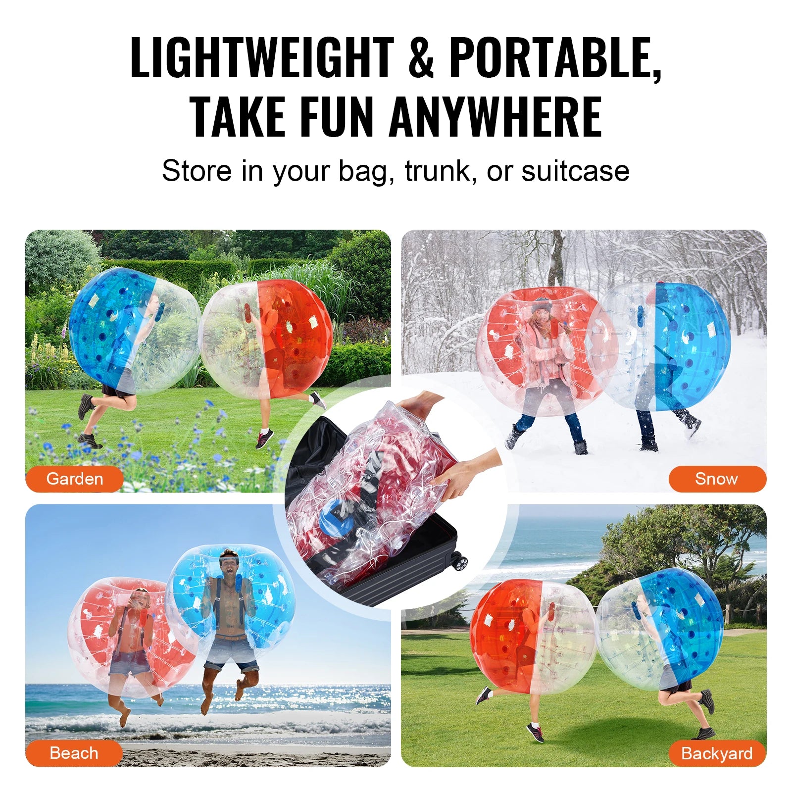SucceBuy Set da 2 Palline Gonfiabili da 5FT/1.5M, Palline da Bumper Spesse per Calcio Bolle, 0.8 mm, Zorb Gonfiabili per Adulti o Bambini