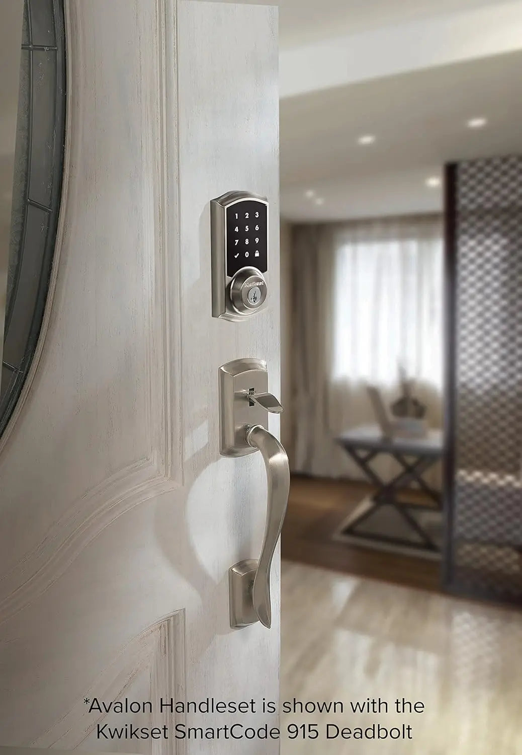 Front Door Handle Set with Reversible Lever, Satin Nickel Finish