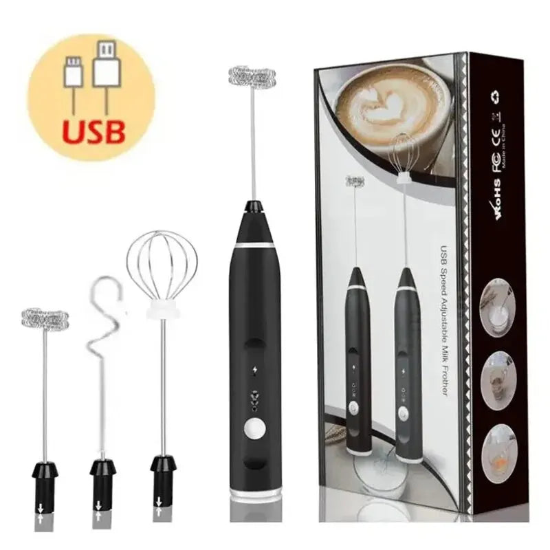 Spumator de lapte reîncărcabil prin USB, cu două capete pentru tel