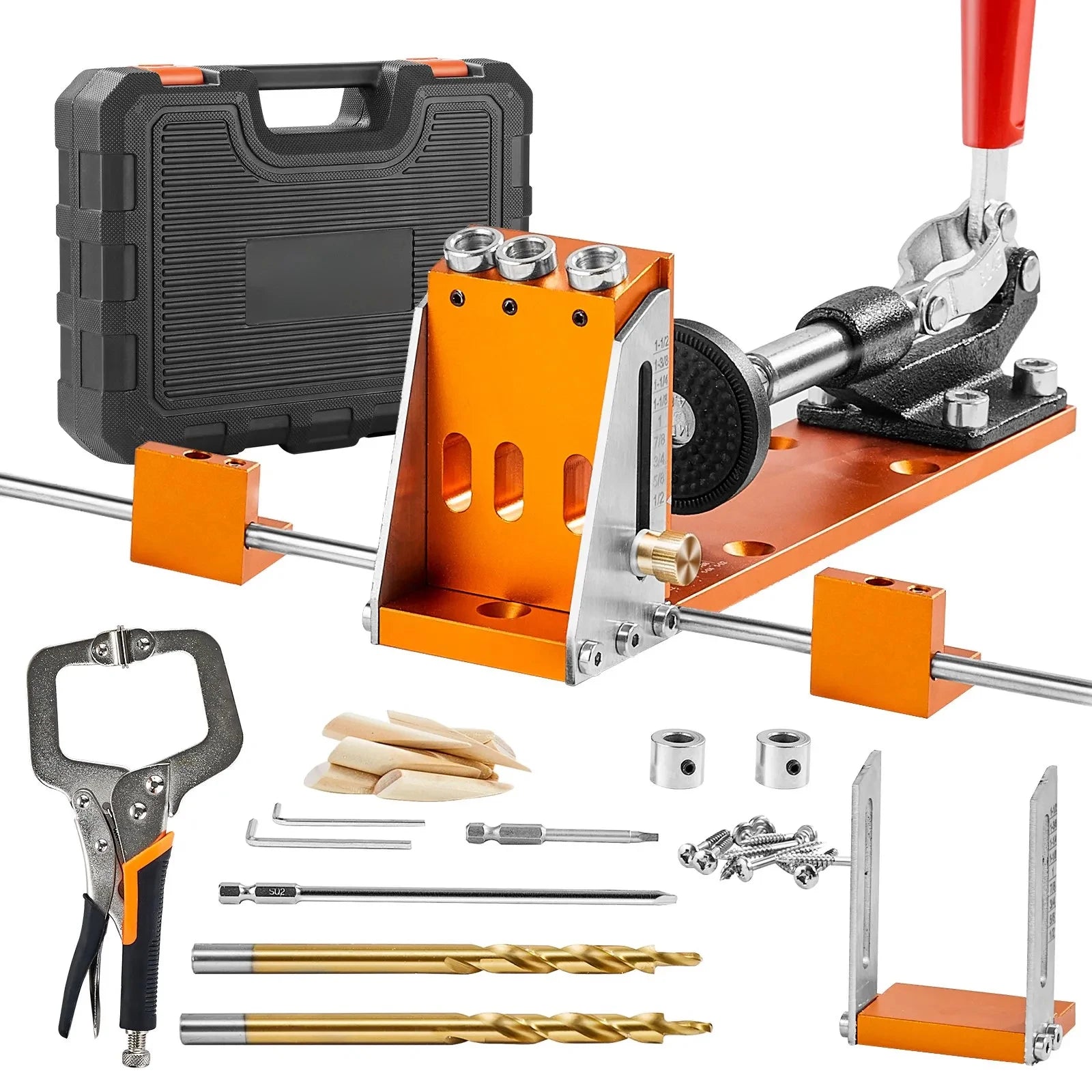 34-Piece Pocket Hole Jig Kit with C-Clamp and Drill Accessories