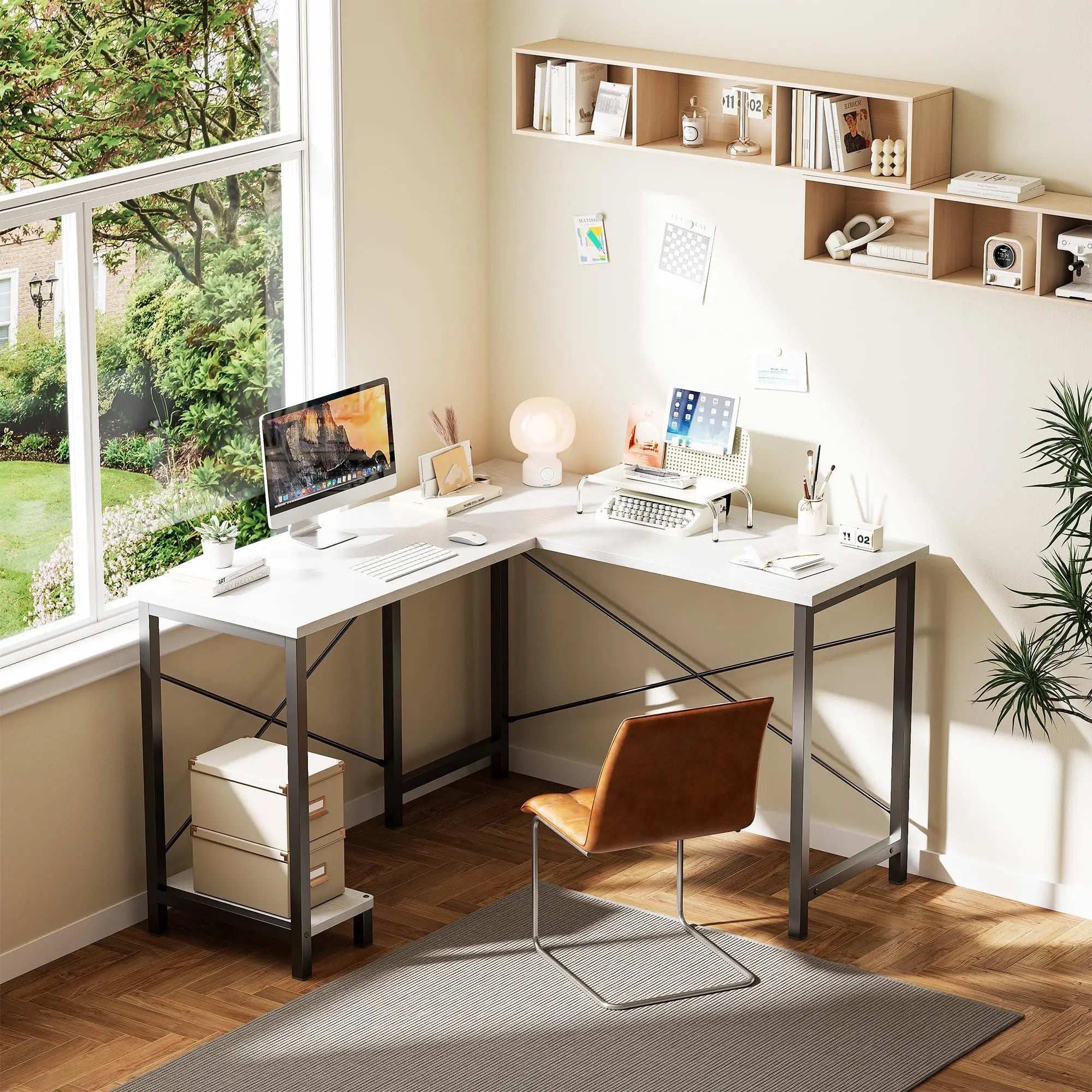 50 Inch L-Shaped Gaming Desk with CPU Shelf Corner Workstation
