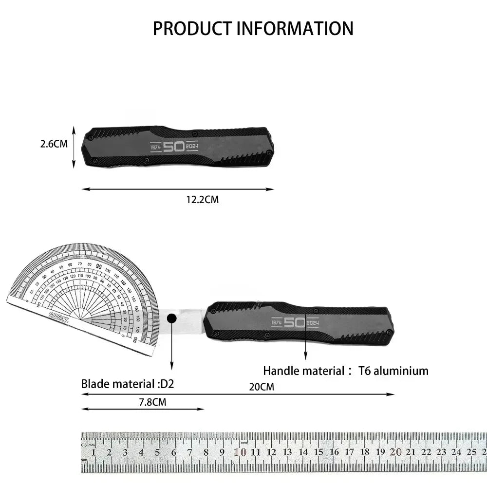 Πτυσσόμενο Μαχαίρι Τσέπης D2 Steel 20cm για Εξωτερική Χρήση EDC με Λαβή από Αλουμίνιο T6