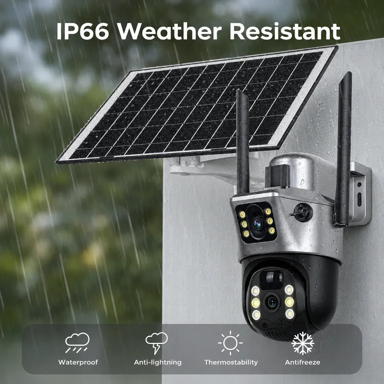 8MP Outdoor PTZ Security Camera Solar WiFi Dual Lens