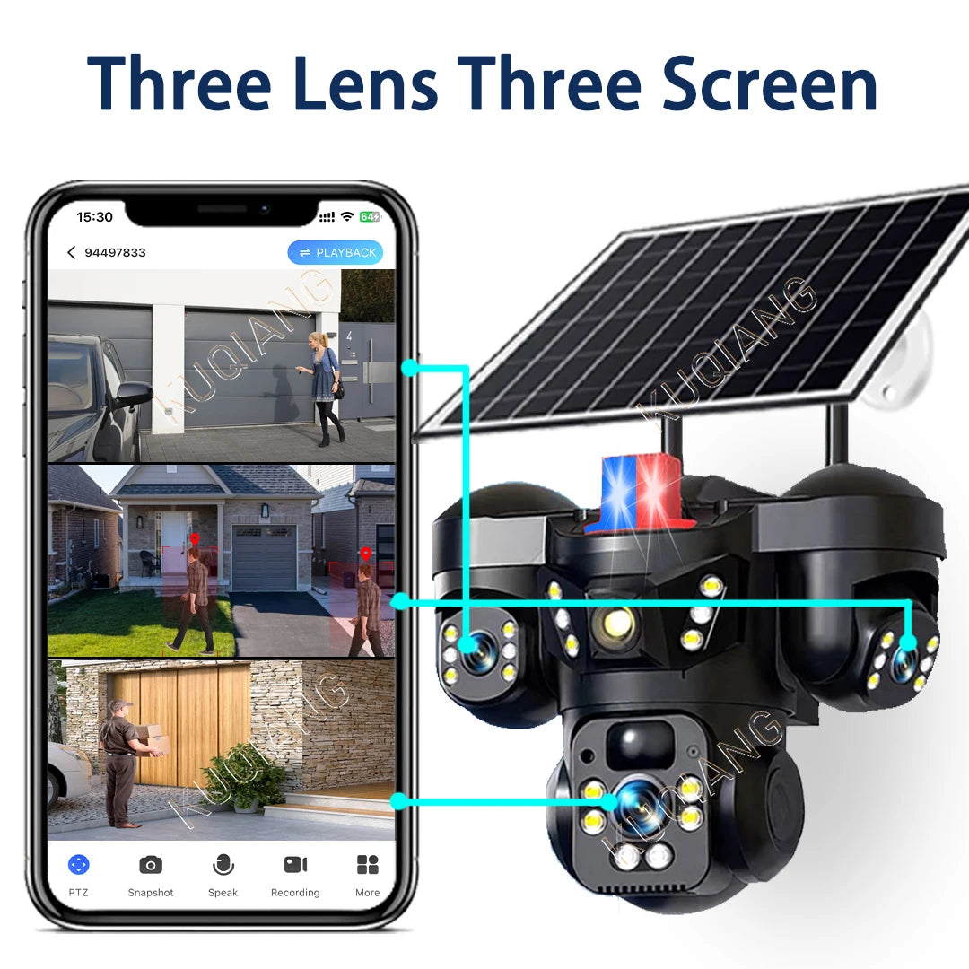 15MP Triple Lens Solar Security Camera with 360° Tracking