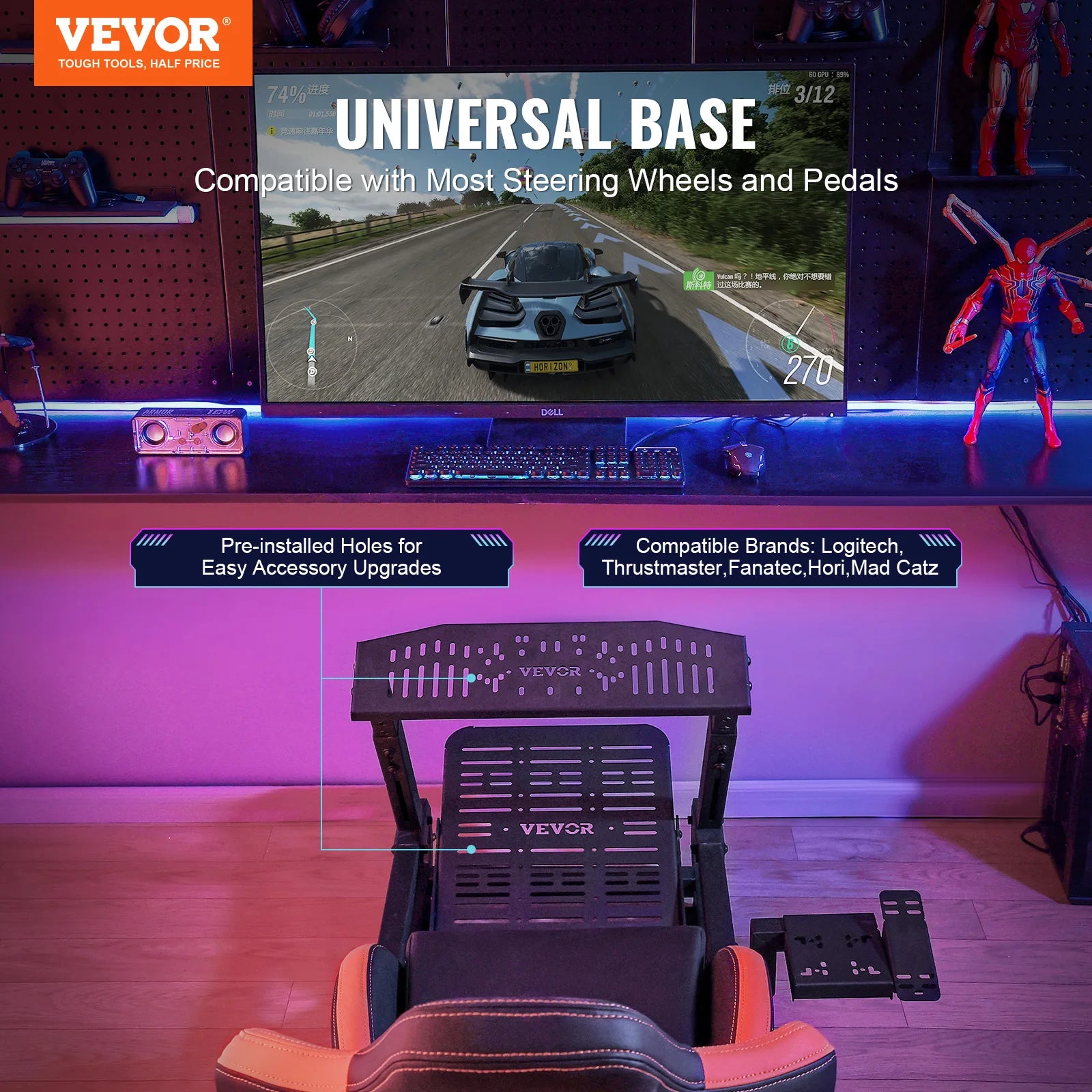Justerbart racerratstativ til Logitech og Thrustmaster