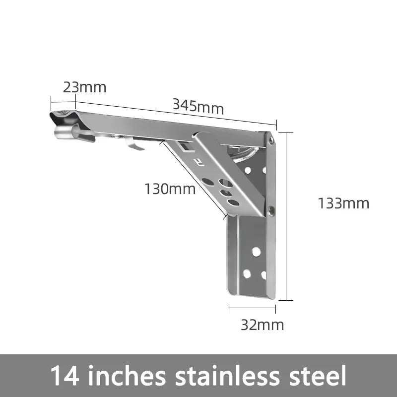 Folding Shelf Brackets, Black or Steel Finish, Pair