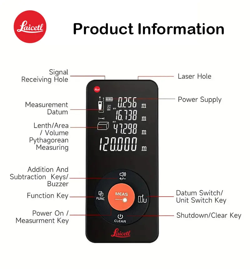 Rechargeable Laser Distance Meter - Range Options