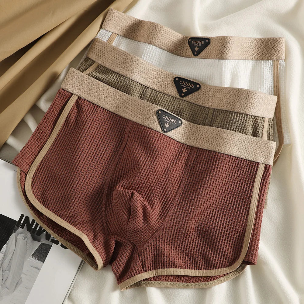 Calzoncillos bóxer de malla elástica para hombre, paquete de 3