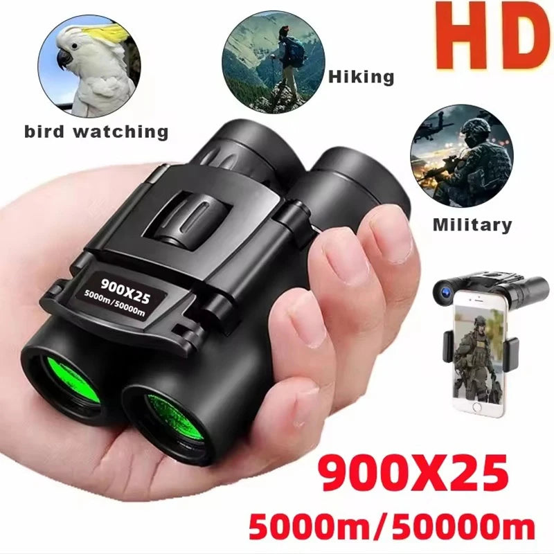 Binoculars 9000M Long Range 900x25 HD Folding Night Vision Mini Telescope FMC Optics For Hunting Sports Outdoor Camping Travel