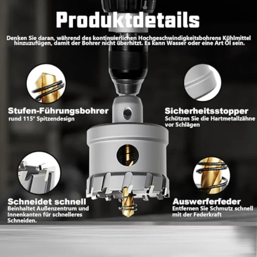 14-Piece Carbide Hole Saw Drill Bit Set for Metal and Steel