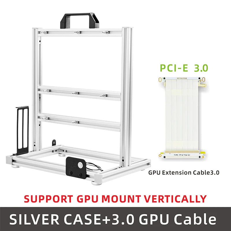 Open Frame ATX Aluminum PC Case with Horizontal GPU Mount