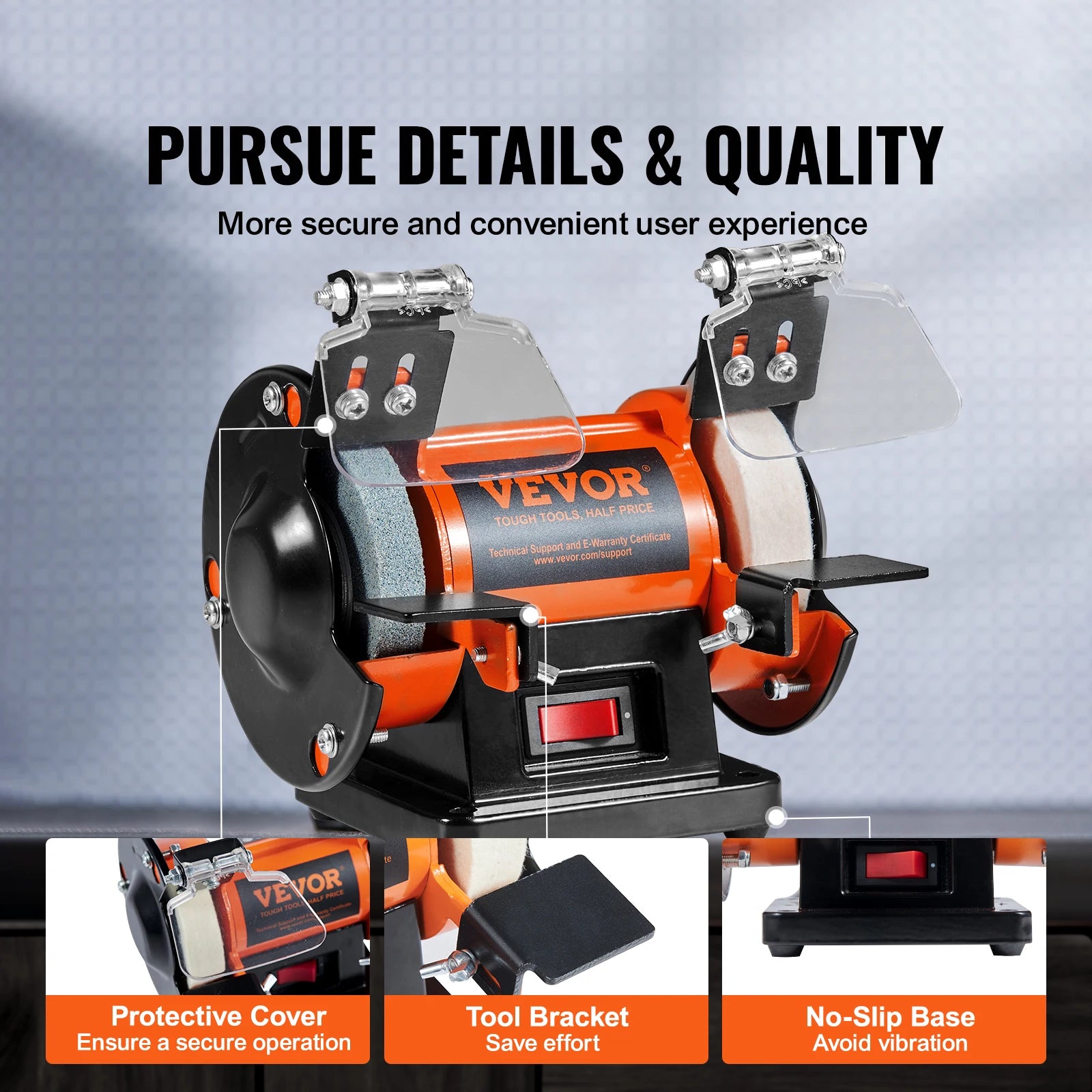 VEVOR 3in Jewelry Polisher Buffer Brushless Adjustable Speed Mini Multi-purpose Bench Grinder Polishing Machine for Gemstones