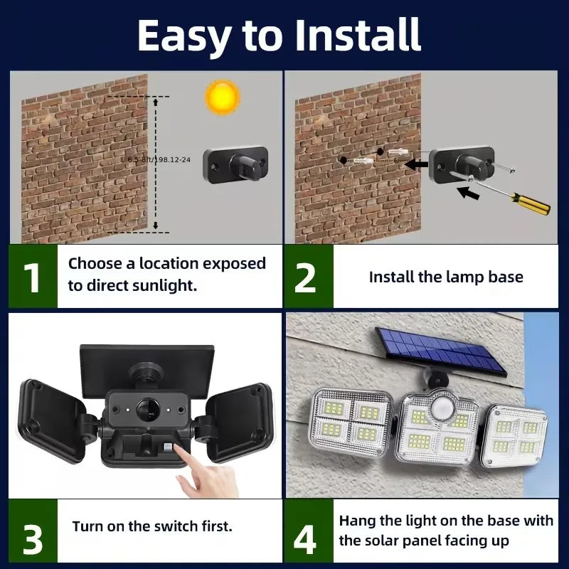 Luz solar exterior com sensor de movimento