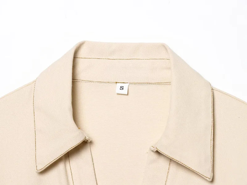 ETJ 2025  Spring New 1975 series denim MIDI dress with lapel side zipper fashion wrinkle waist slim elegant dress 