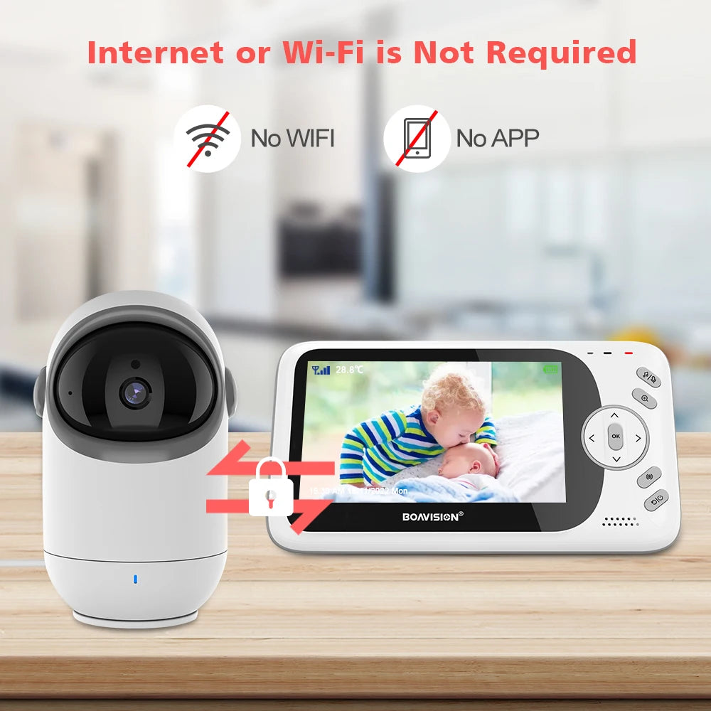 4.3 Inch Video Baby Monitor With Pan Tilt Camera 2.4G Wireless Two Way Audio Night Vision Security Camera Babysitter VB801 